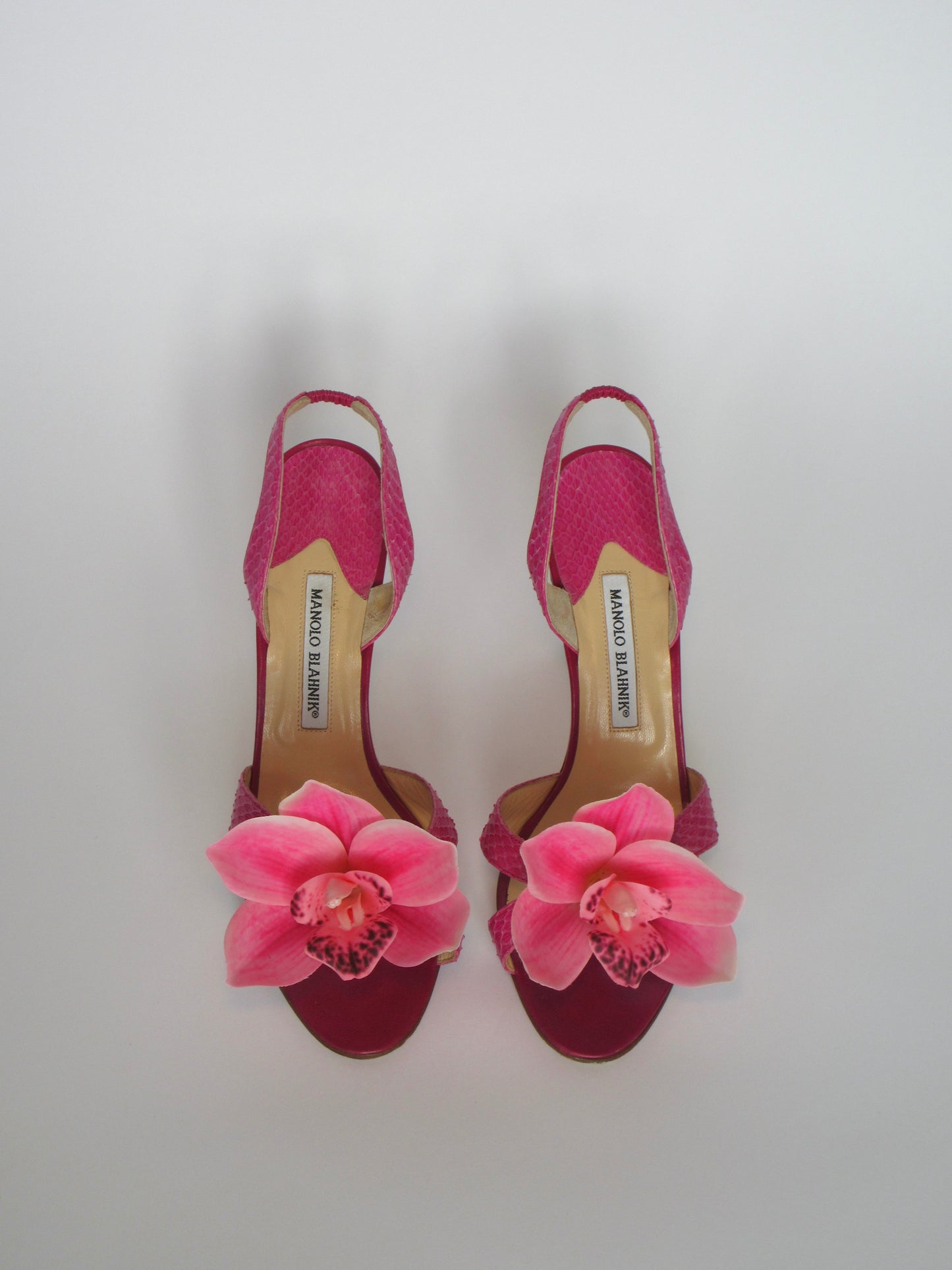 Reworked Upcycled Manolo Blahnik Pink Orchid Heels