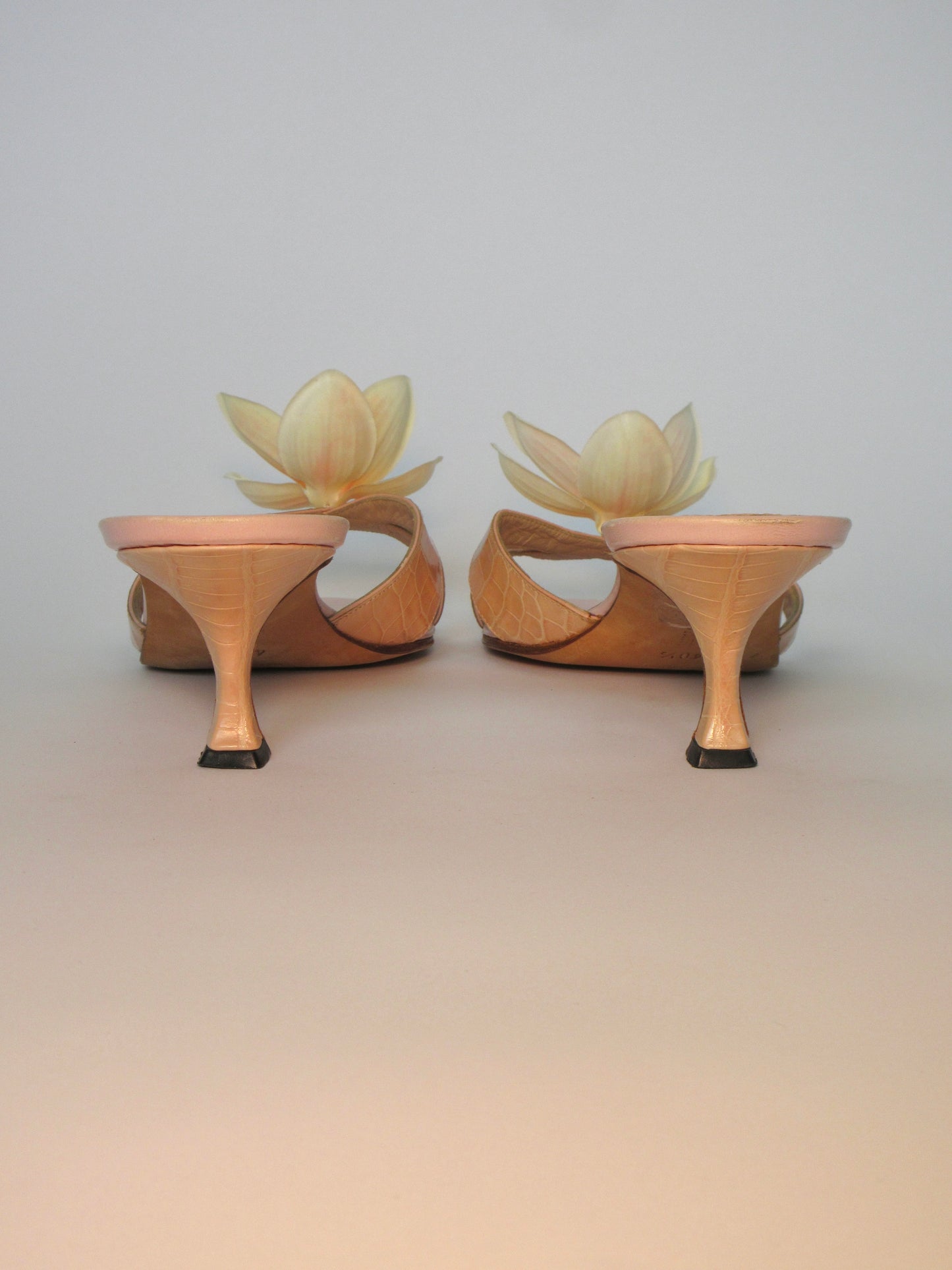 Reworked Upcycled Manolo Blahnik Light Nude Pink Kitten Heels