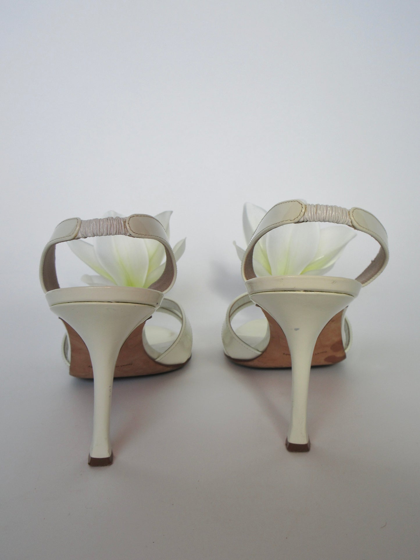 Reworked Upcycled Manolo Blahnik White Orchid Heels