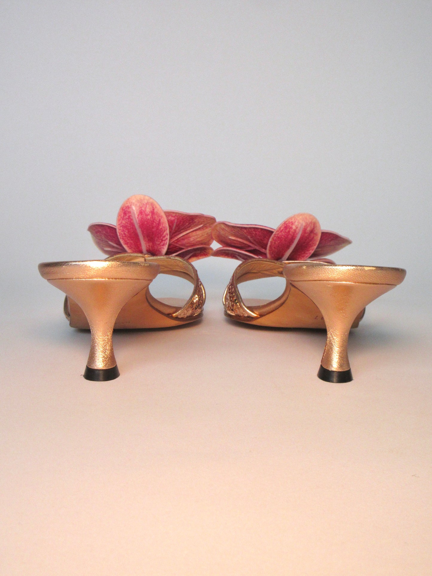 Reworked Upcycled Manolo Balhnik Rose Gold Pink Orchid Heels