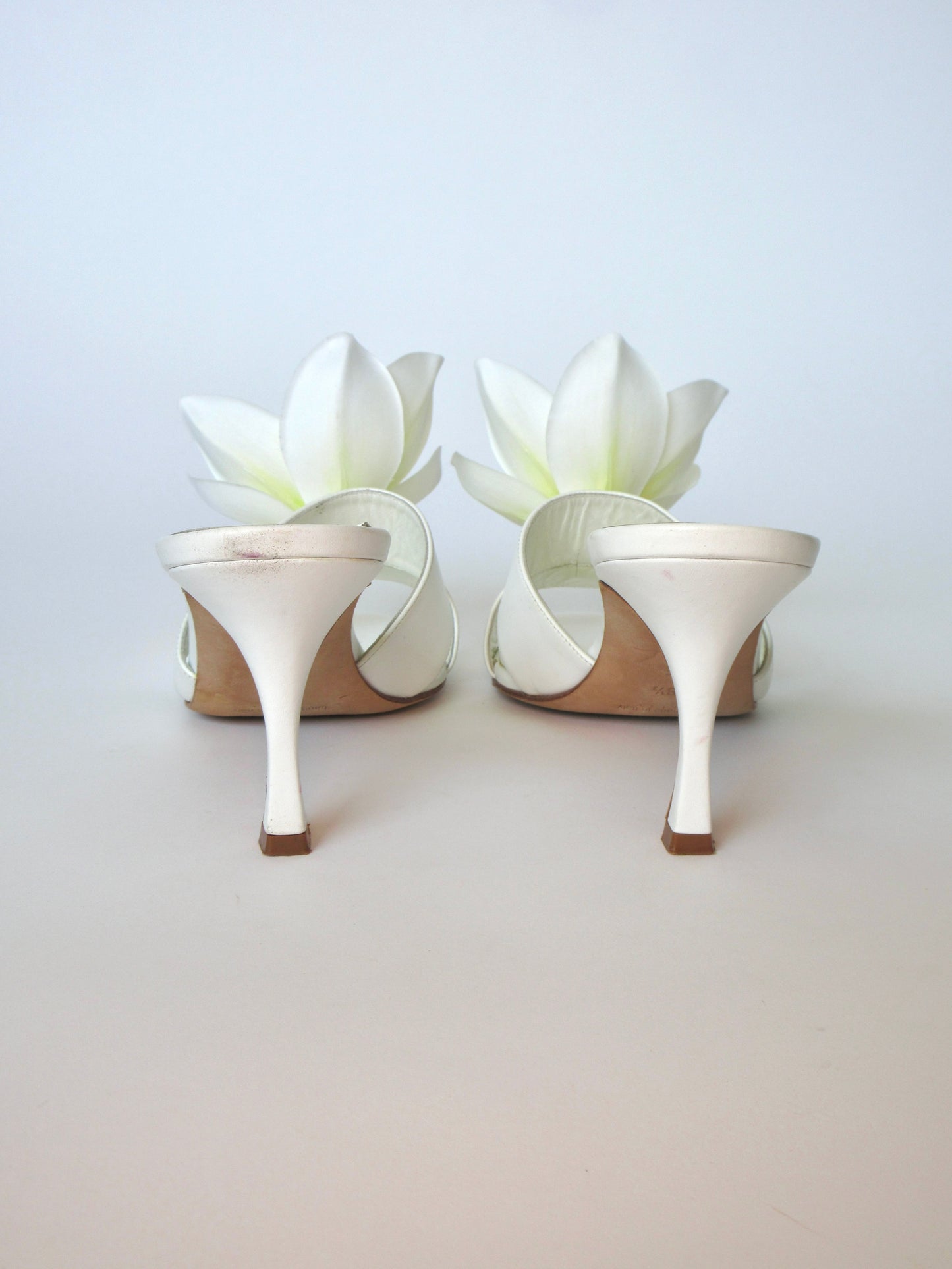 Reworked Upcycled Manolo Blahnik White Orchid Heels