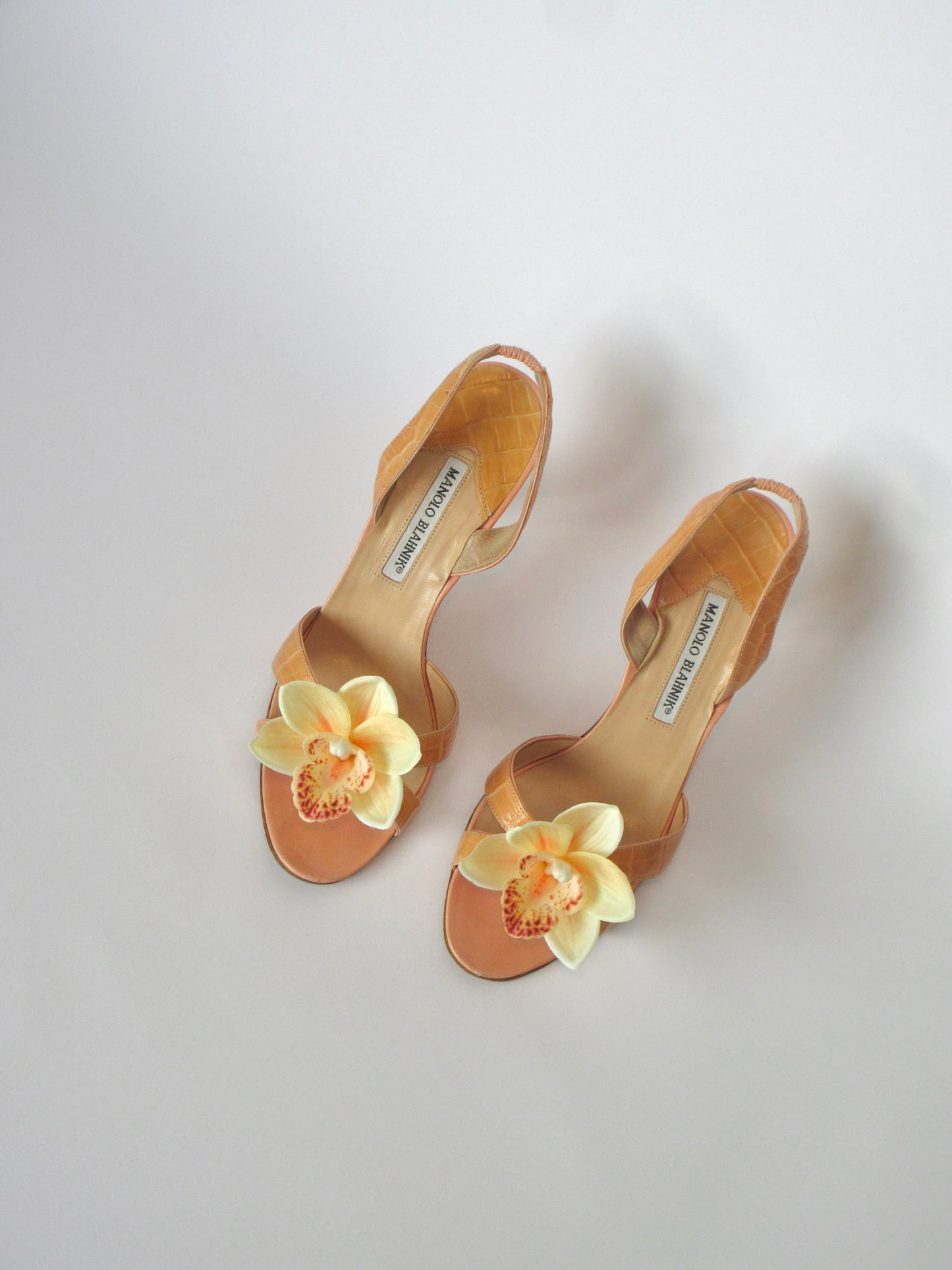 Reworked Upcycled Manolo Blahnik Light Nude Pink Heels