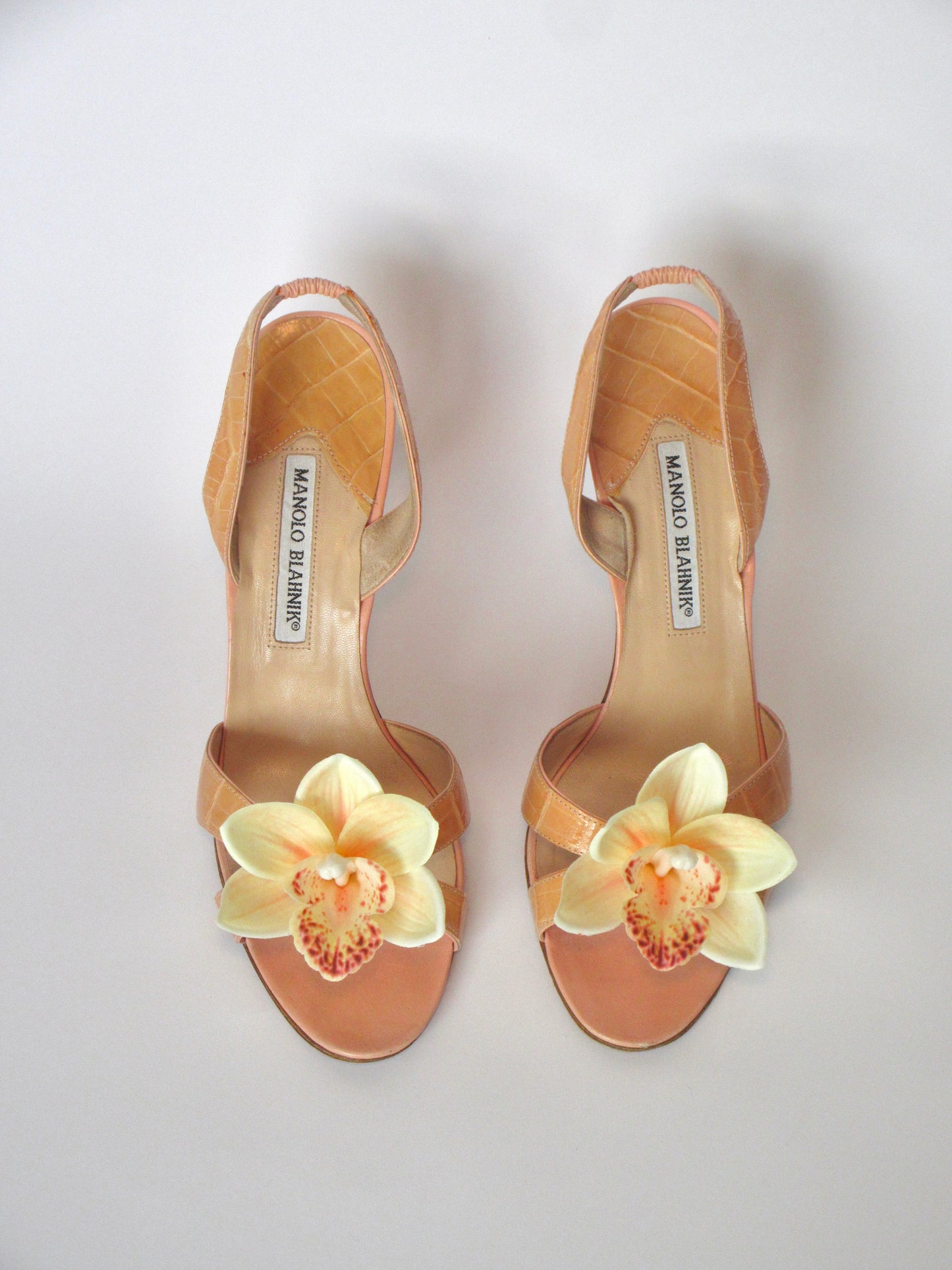 Reworked Upcycled Manolo Blahnik Light Nude Pink Heels