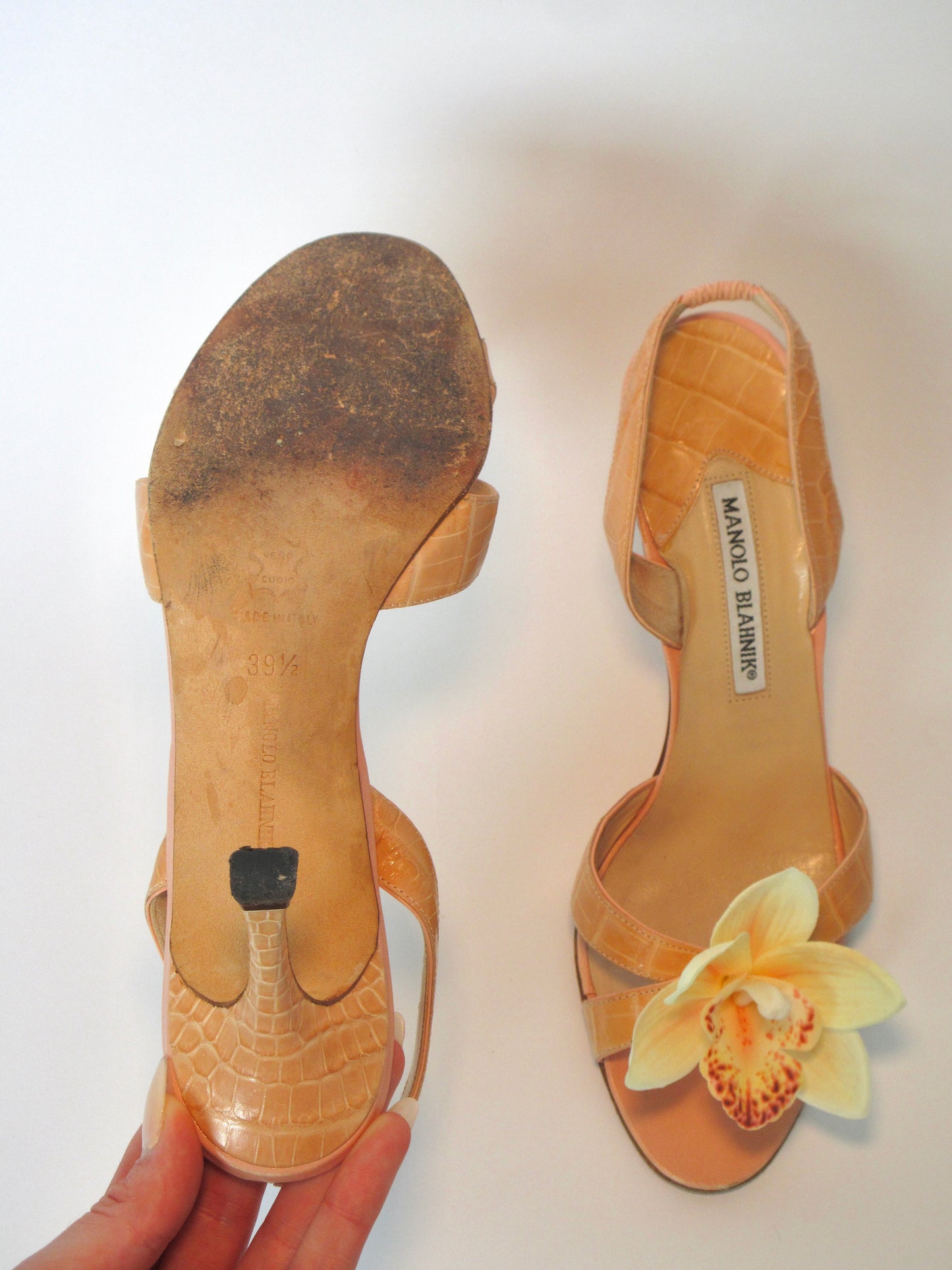 Reworked Upcycled Manolo Blahnik Light Nude Pink Heels