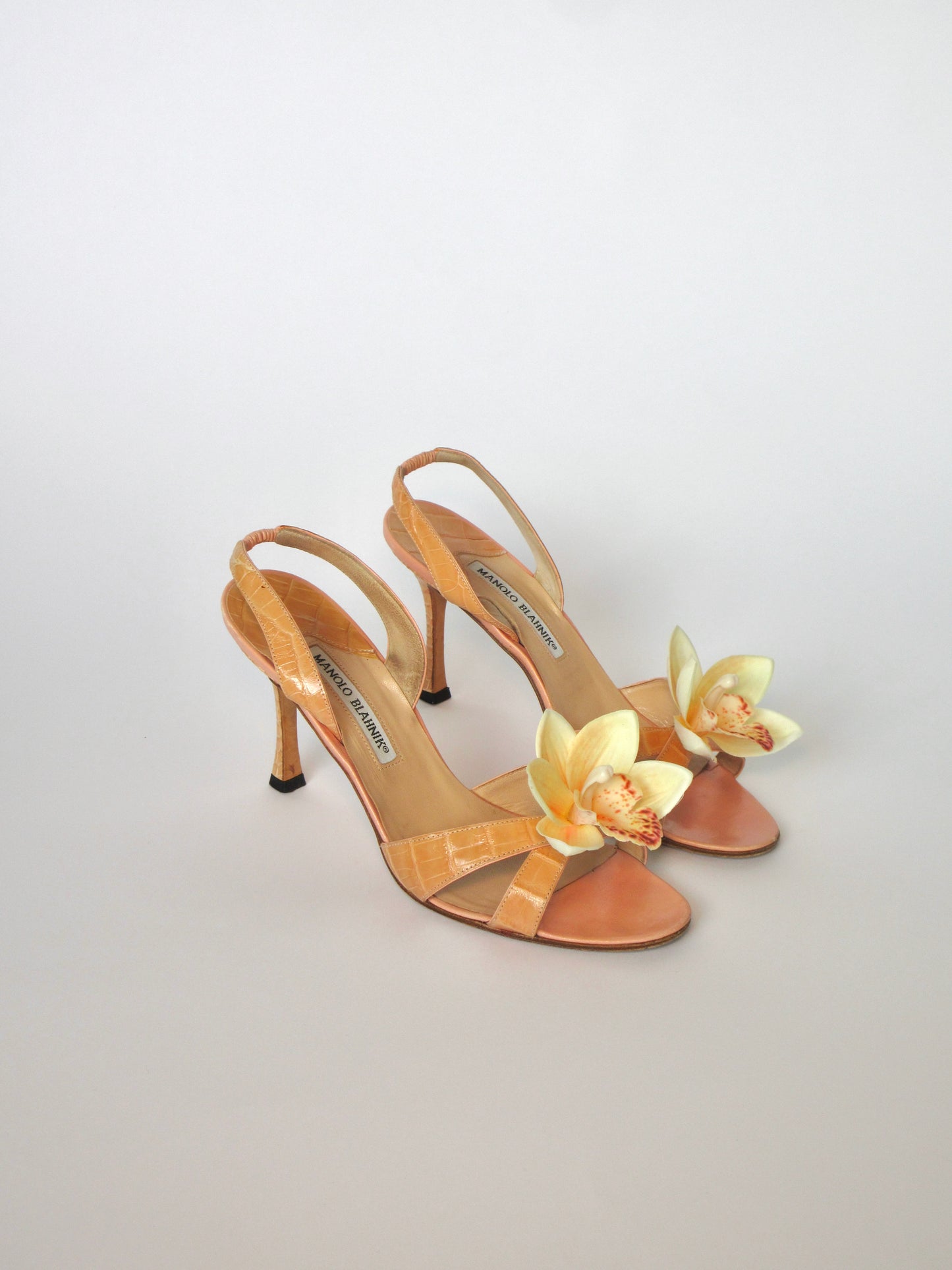 Reworked Upcycled Manolo Blahnik Light Nude Pink Heels