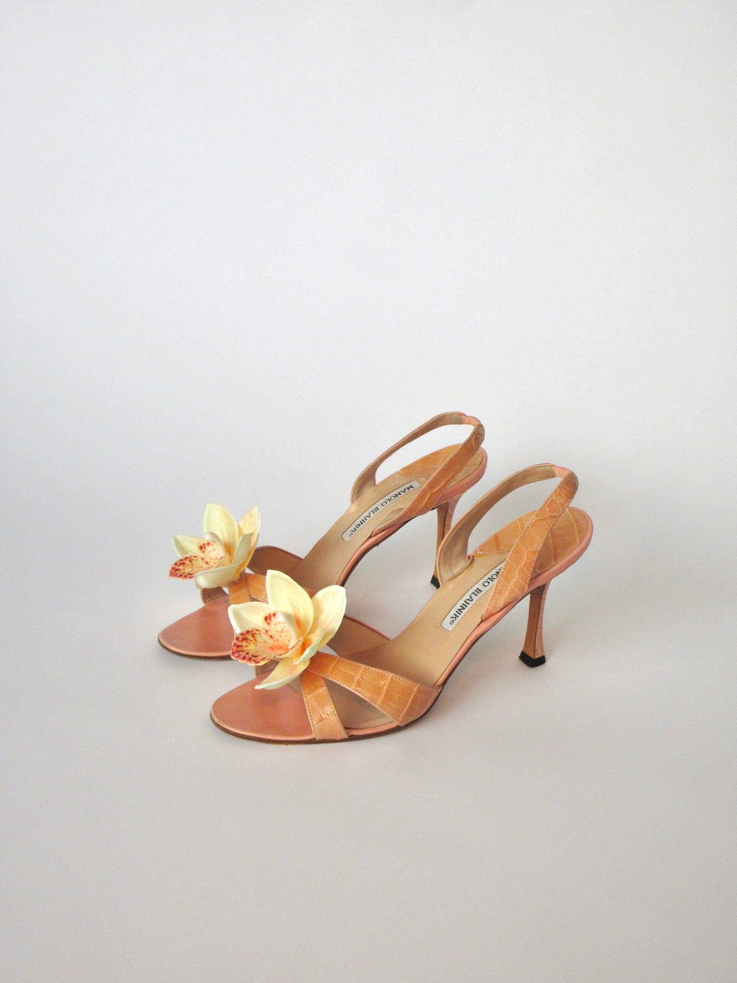 Reworked Upcycled Manolo Blahnik Light Nude Pink Heels