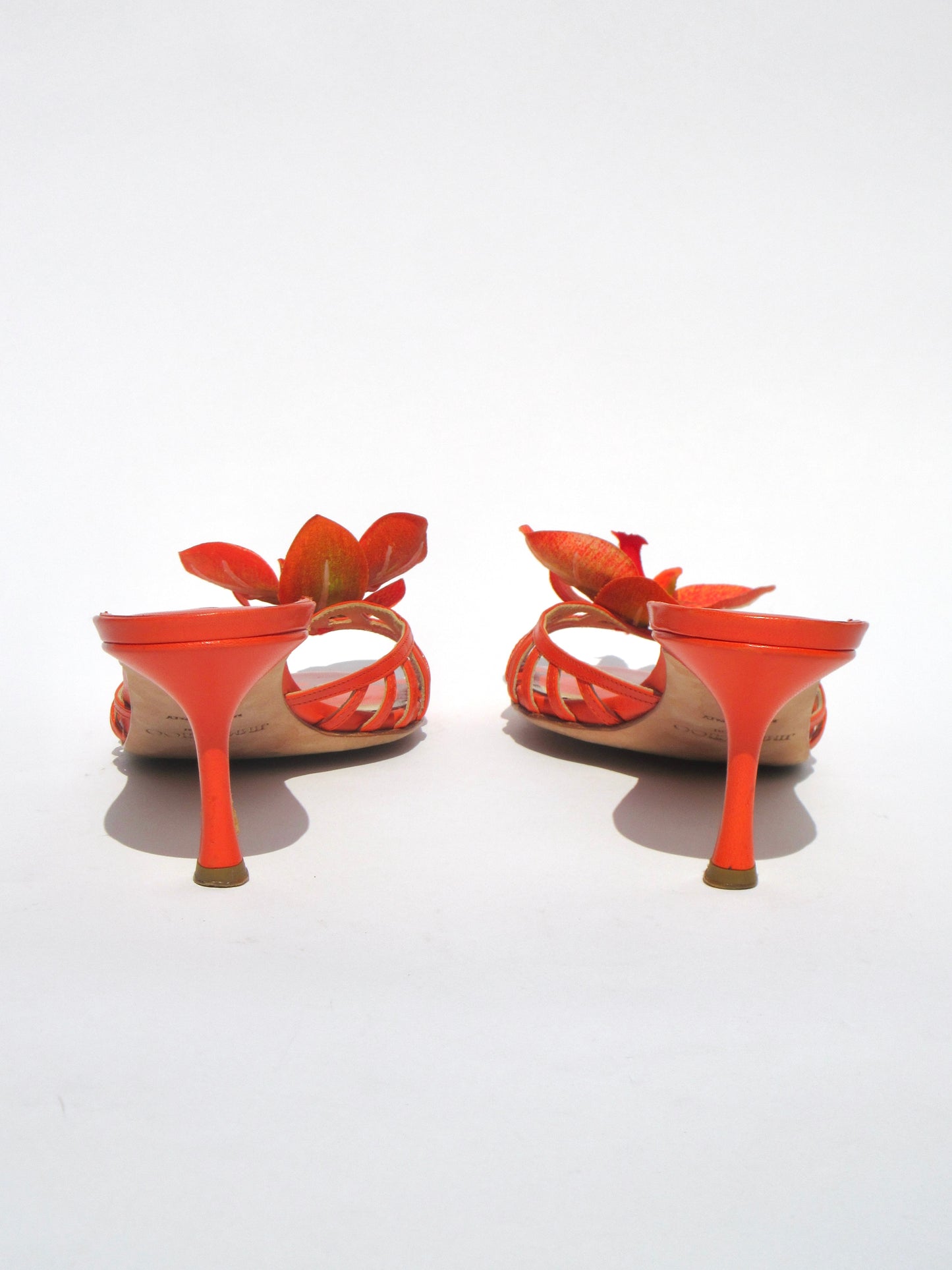 Reworked Upcycled Jimmy Choo Orange Orchid Kitten Heels