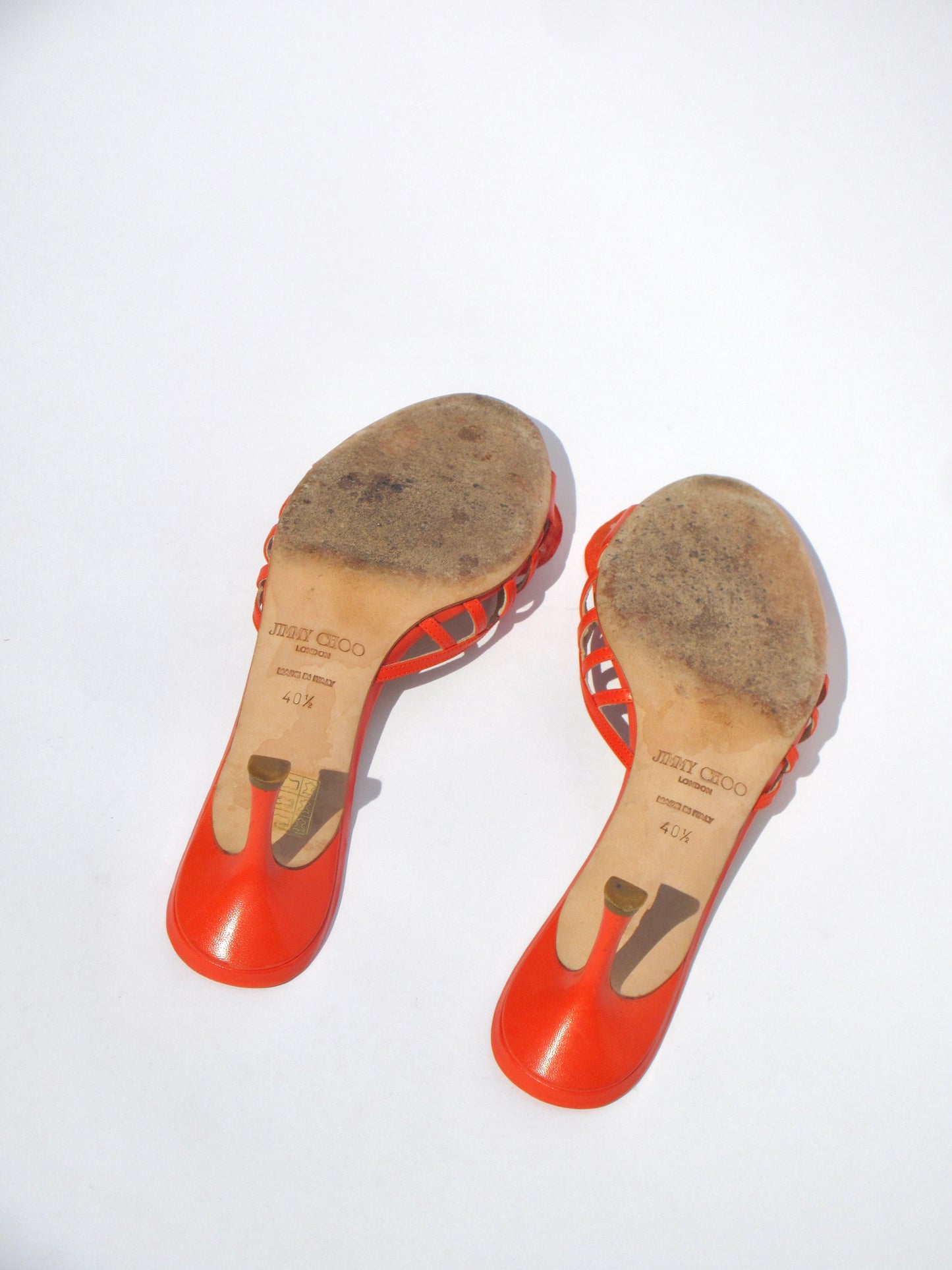 Reworked Upcycled Jimmy Choo Orange Orchid Kitten Heels