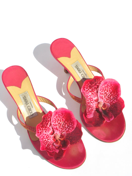 Reworked Upcycled Jimmy Choo Pink Orchid Kitten Heels