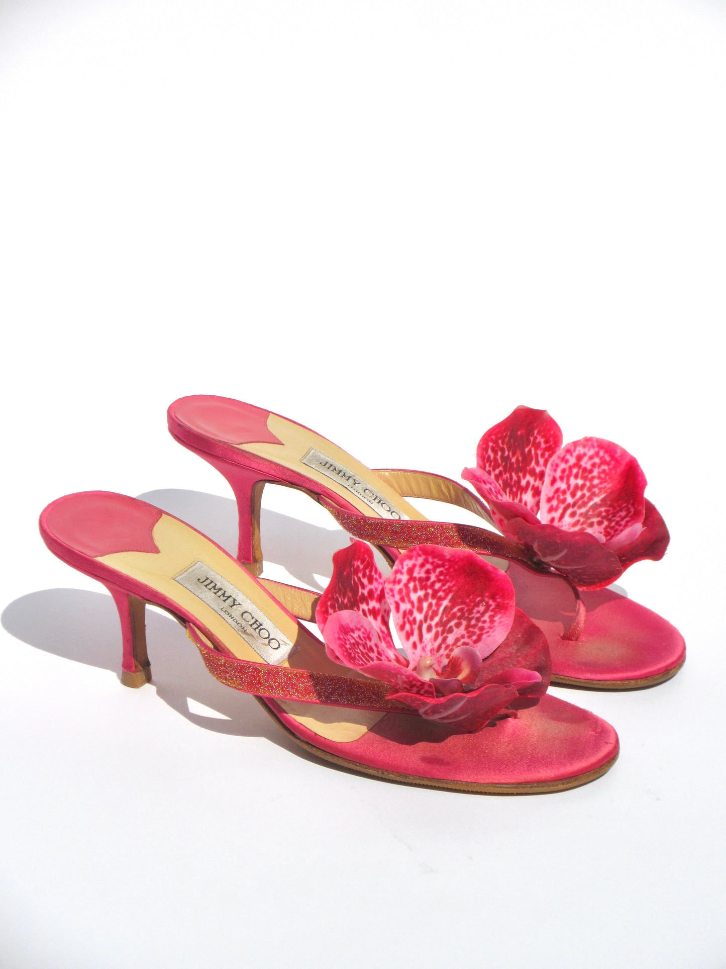 Reworked Upcycled Jimmy Choo Pink Orchid Kitten Heels