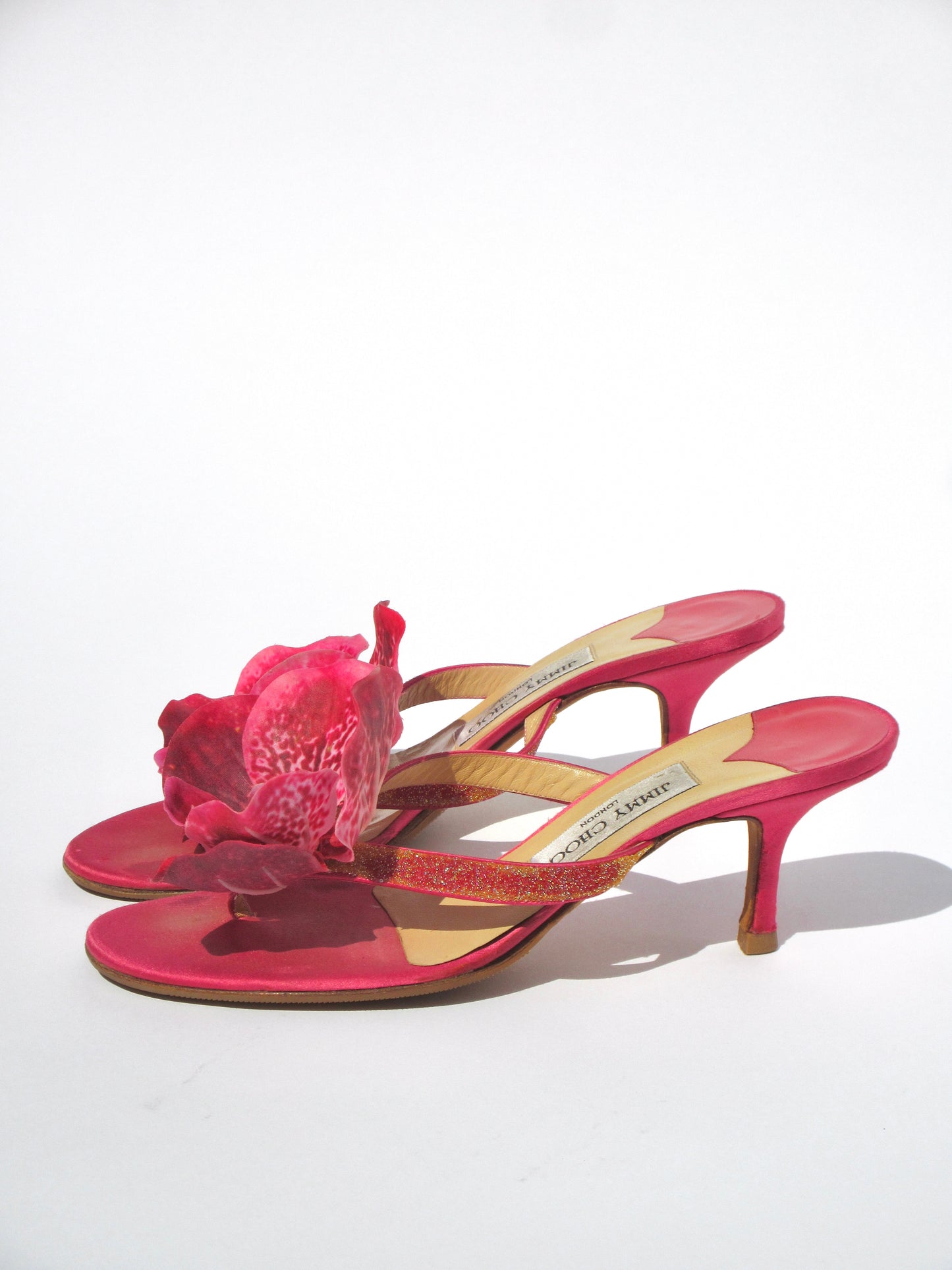 Reworked Upcycled Jimmy Choo Pink Orchid Kitten Heels