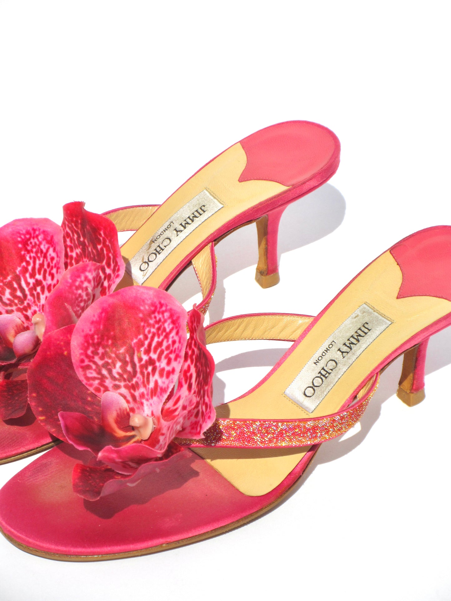 Reworked Upcycled Jimmy Choo Pink Orchid Kitten Heels