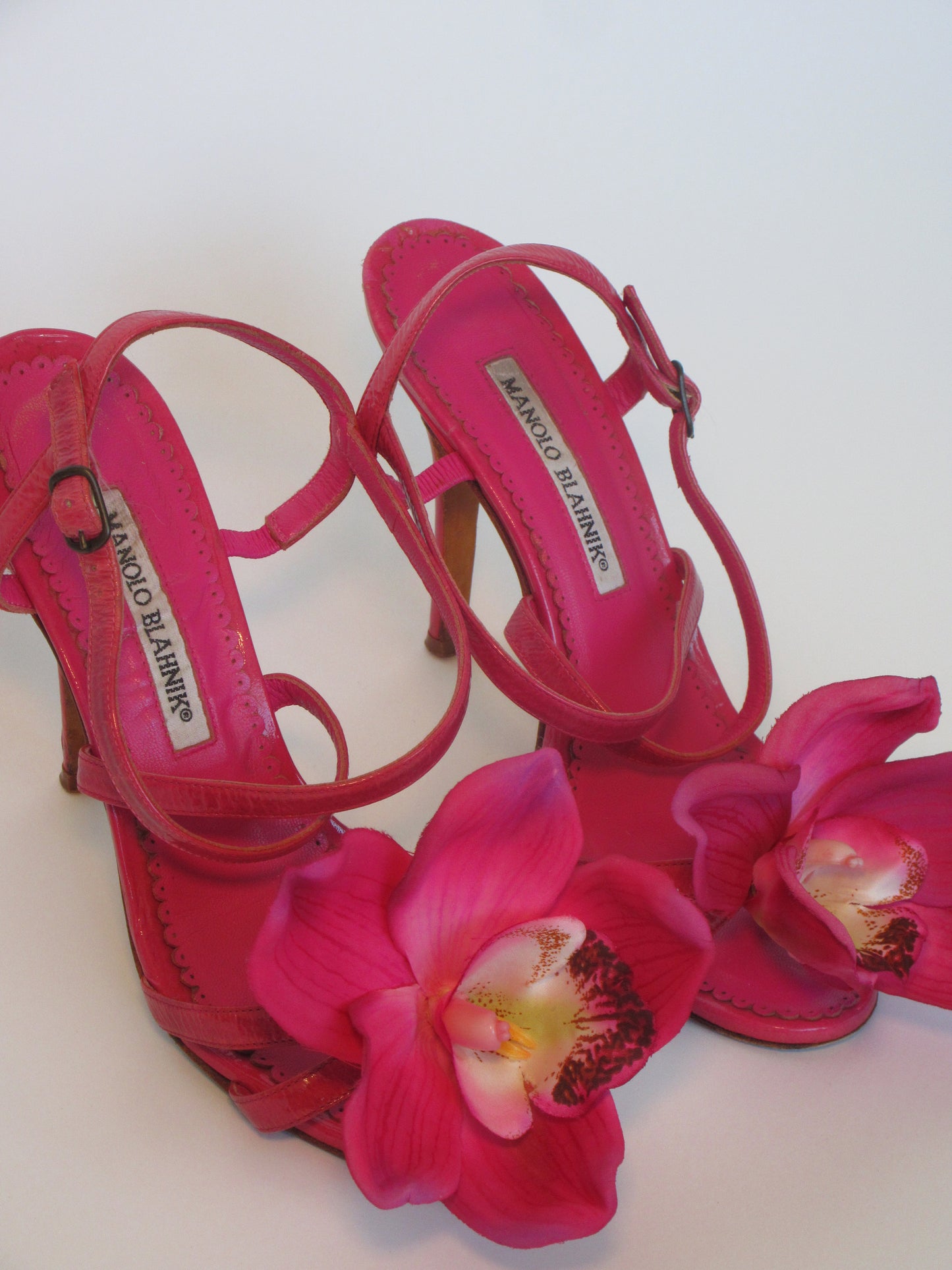 Reworked Upcycled Manolo Blahnik Pink Orchid Heels