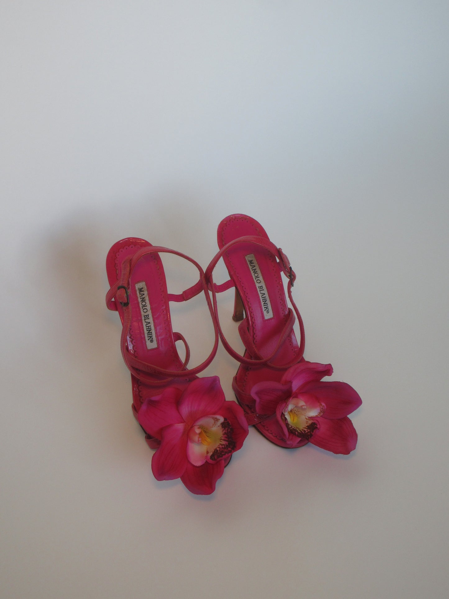 Reworked Upcycled Manolo Blahnik Pink Orchid Heels