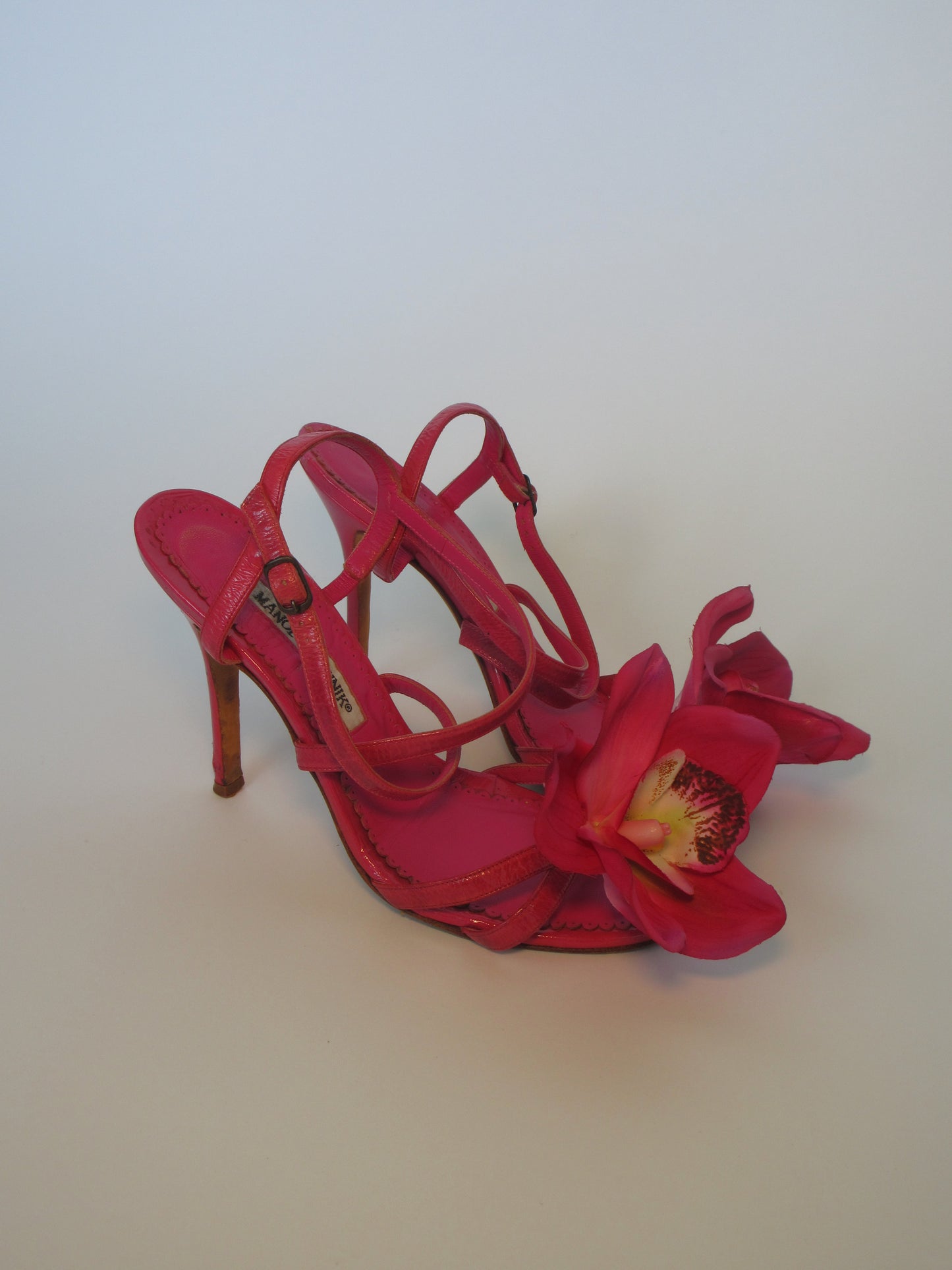 Reworked Upcycled Manolo Blahnik Pink Orchid Heels