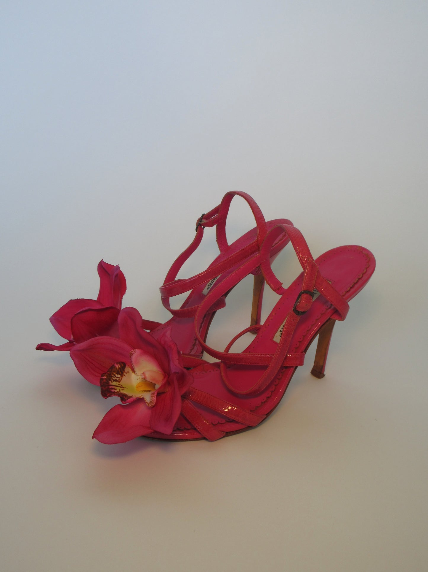 Reworked Upcycled Manolo Blahnik Pink Orchid Heels