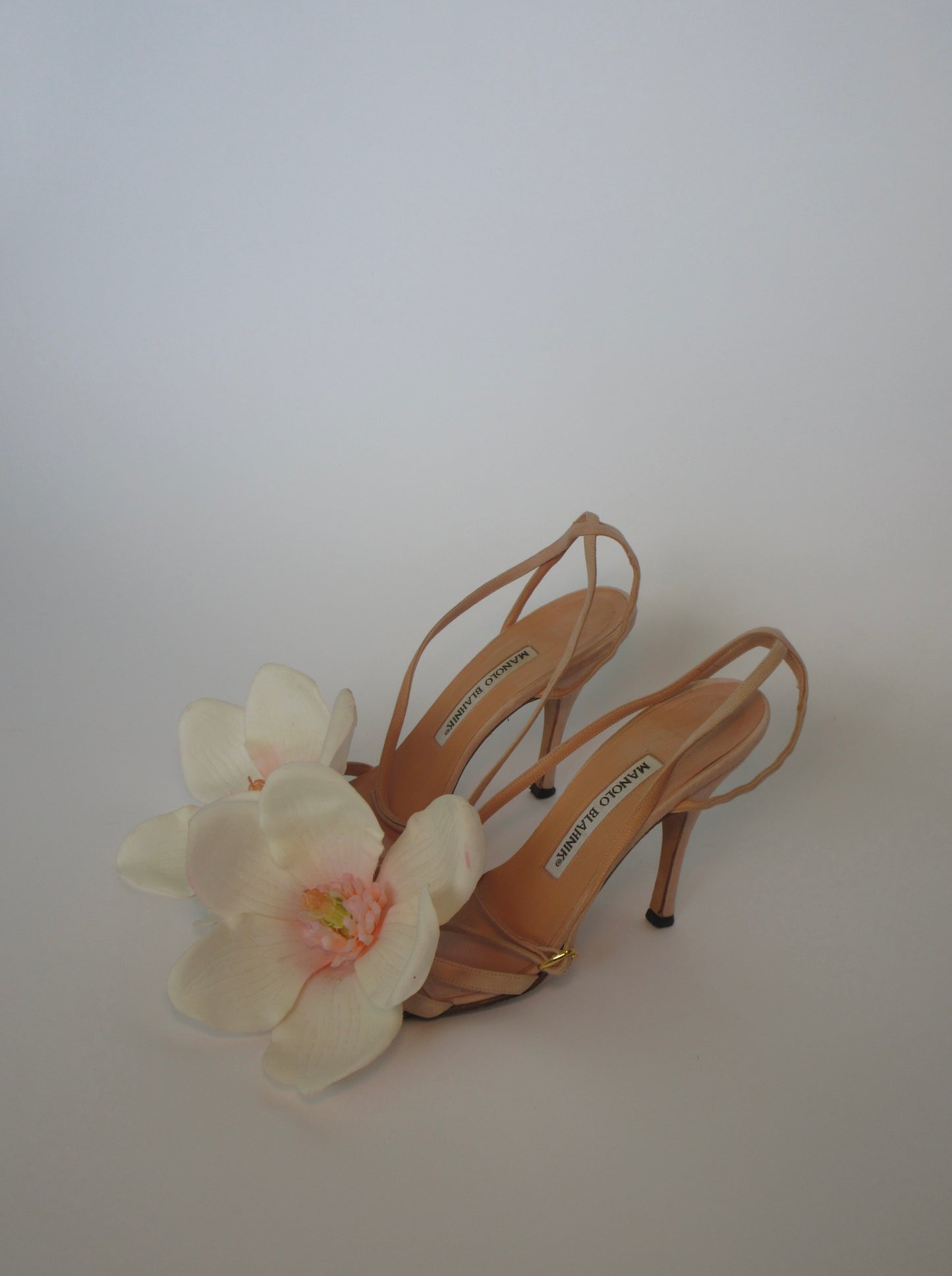 Reworked Upcycled Manolo Blahnik Nude Flower Heels