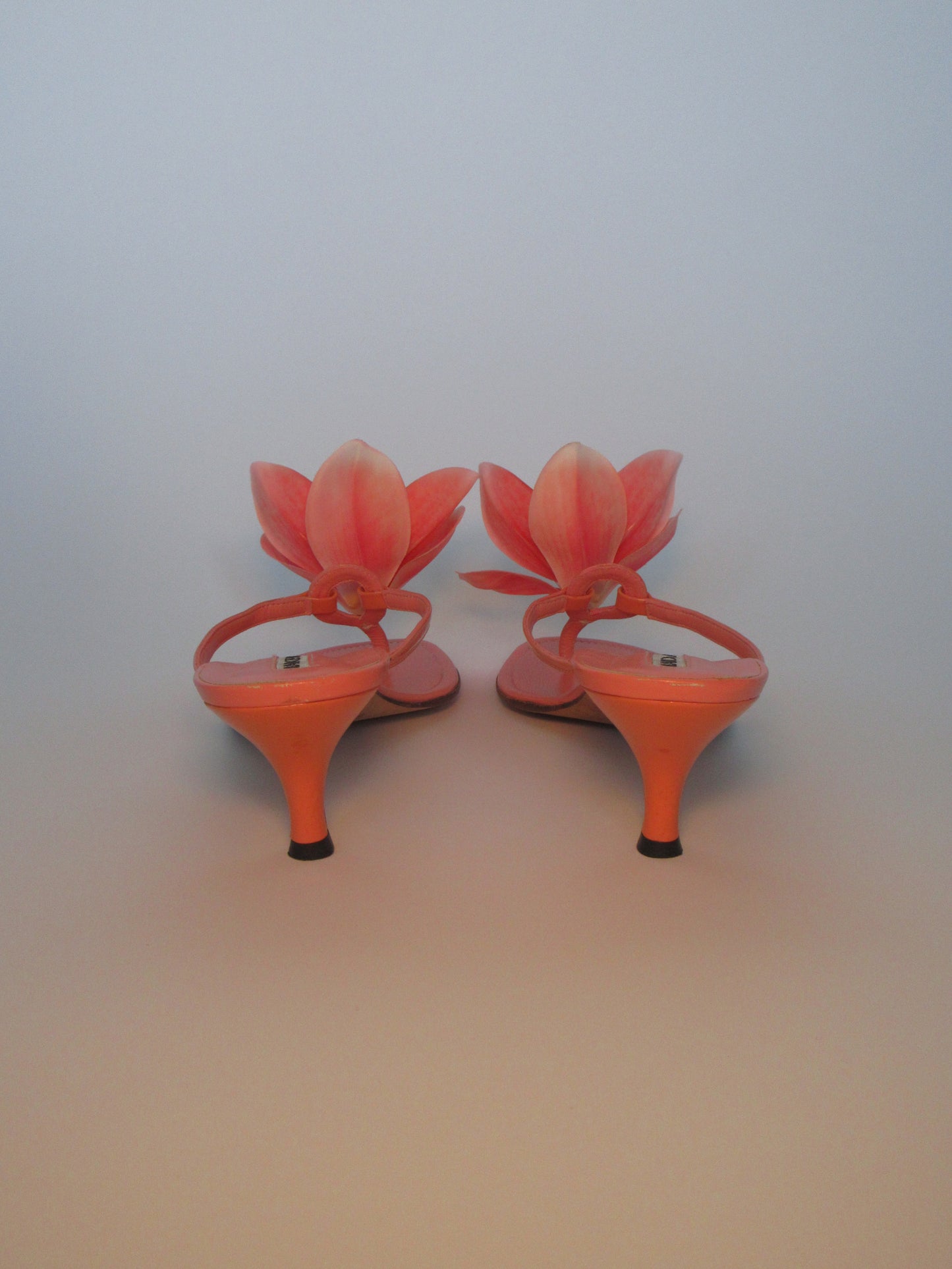 Reworked Upcycled Manolo Blahnik Coral Orchid Sandals