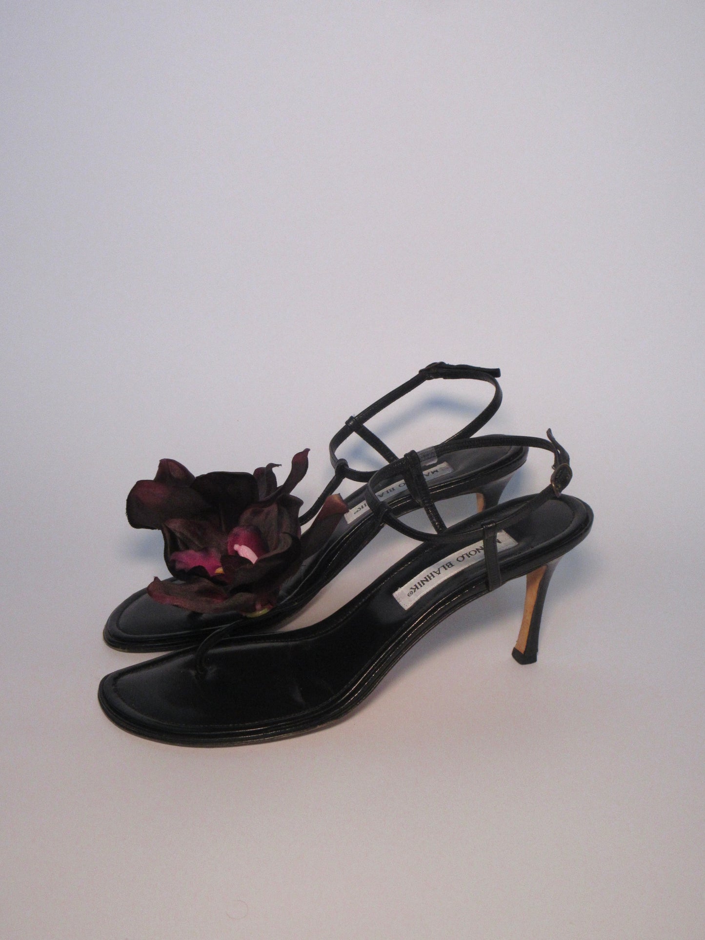 Reworked Upcycled Manolo Blahnik Black Orchid Heels