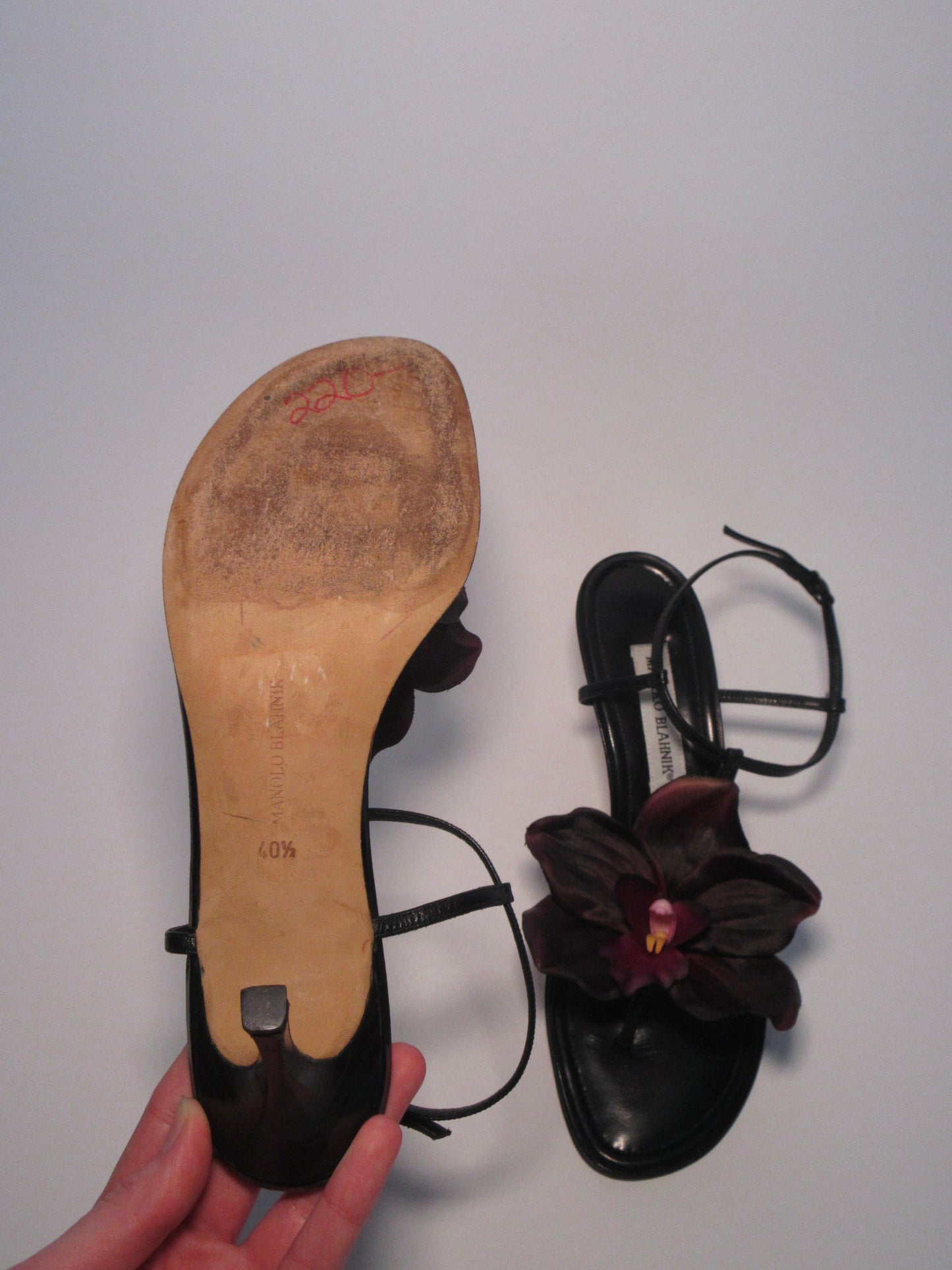 Reworked Upcycled Manolo Blahnik Black Orchid Heels