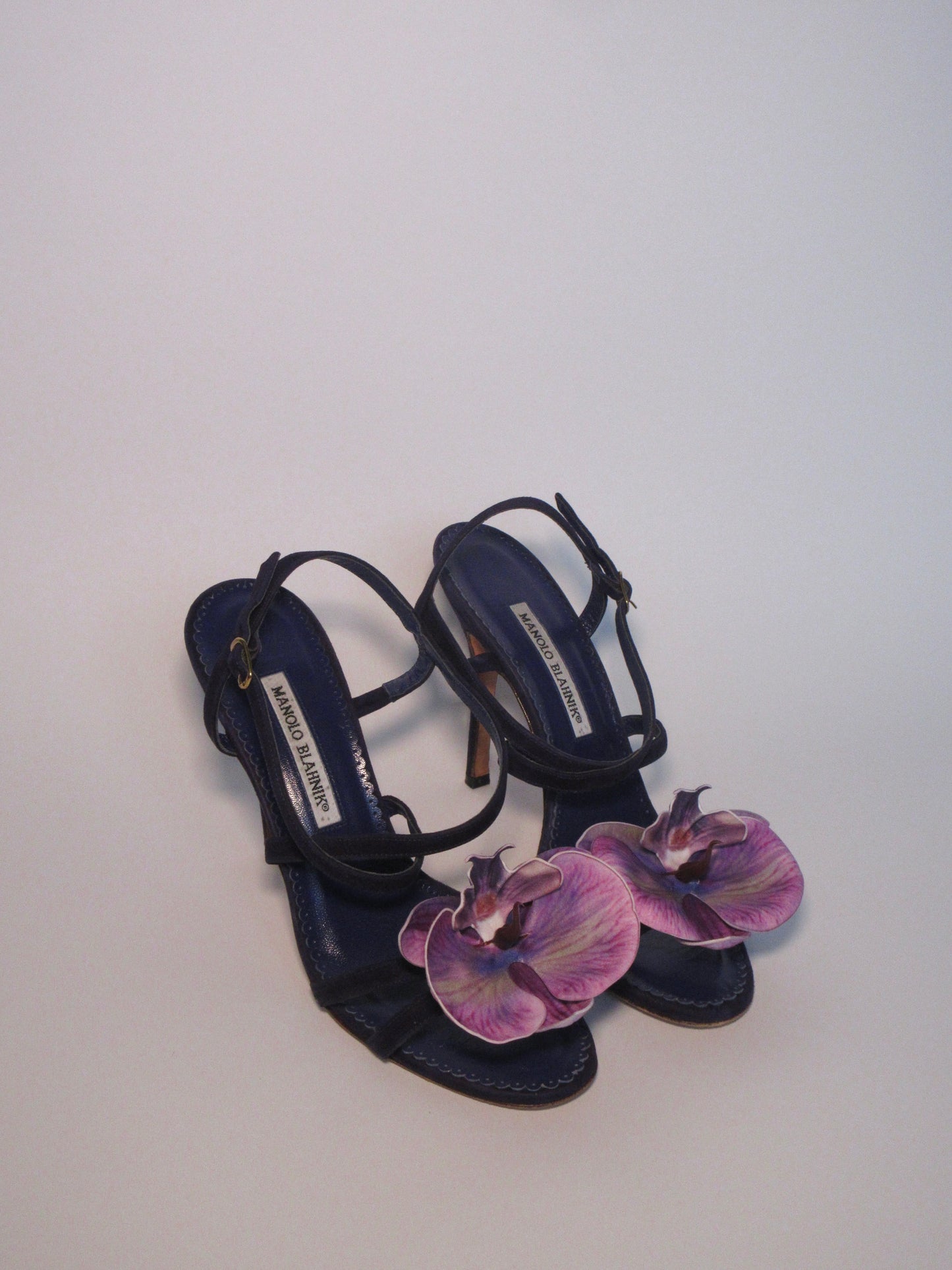 Reworked Upcycled Manolo Blahnik Blue Orchid Heels