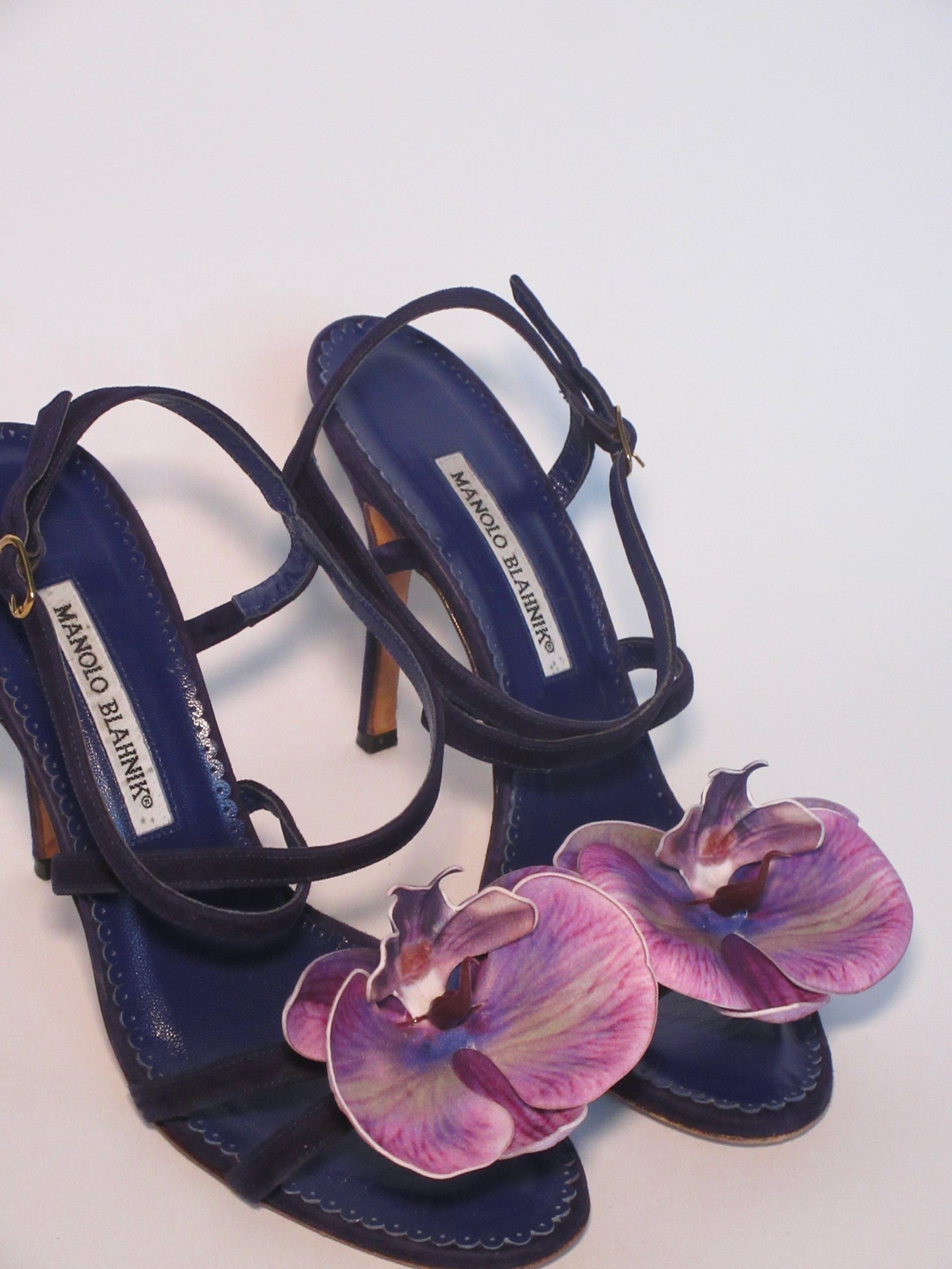 Reworked Upcycled Manolo Blahnik Blue Orchid Heels