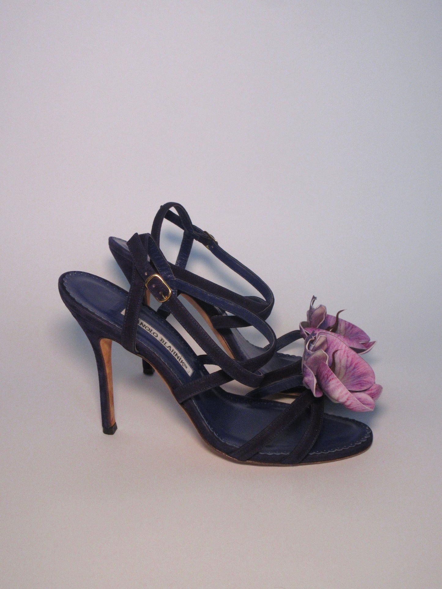 Reworked Upcycled Manolo Blahnik Blue Orchid Heels