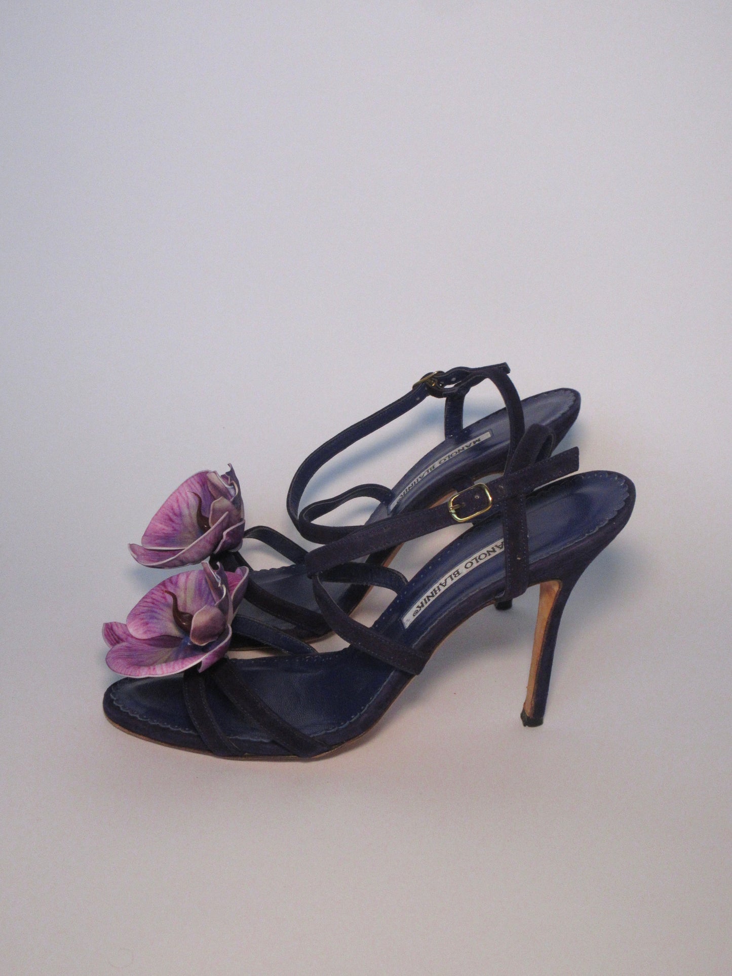 Reworked Upcycled Manolo Blahnik Blue Orchid Heels