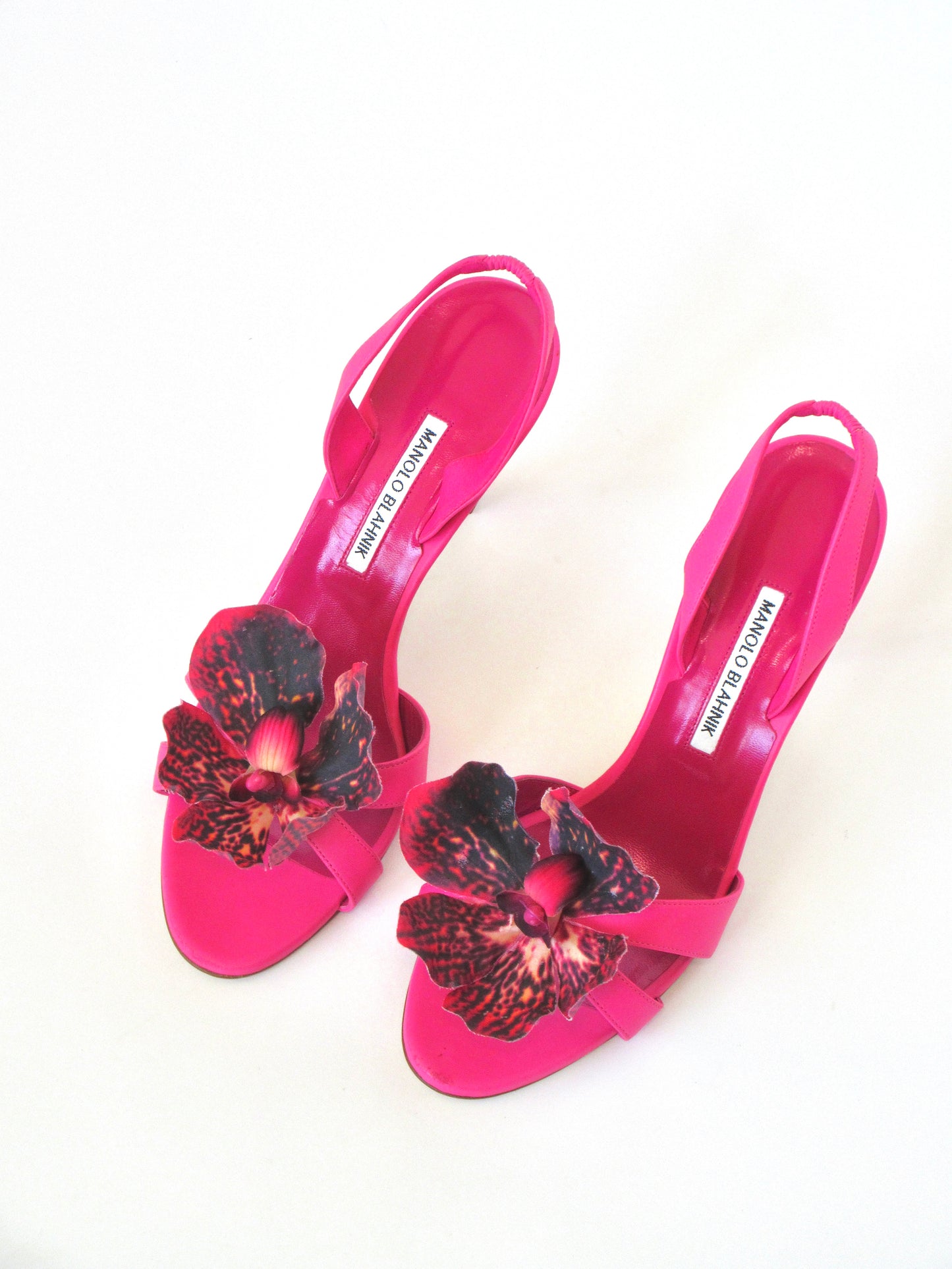 Reworked Upcycled Manolo Blahnik Pink Magenta Orchid Heels