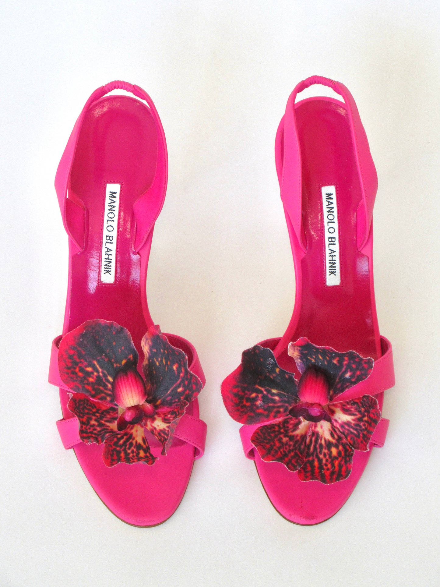 Reworked Upcycled Manolo Blahnik Pink Magenta Orchid Heels