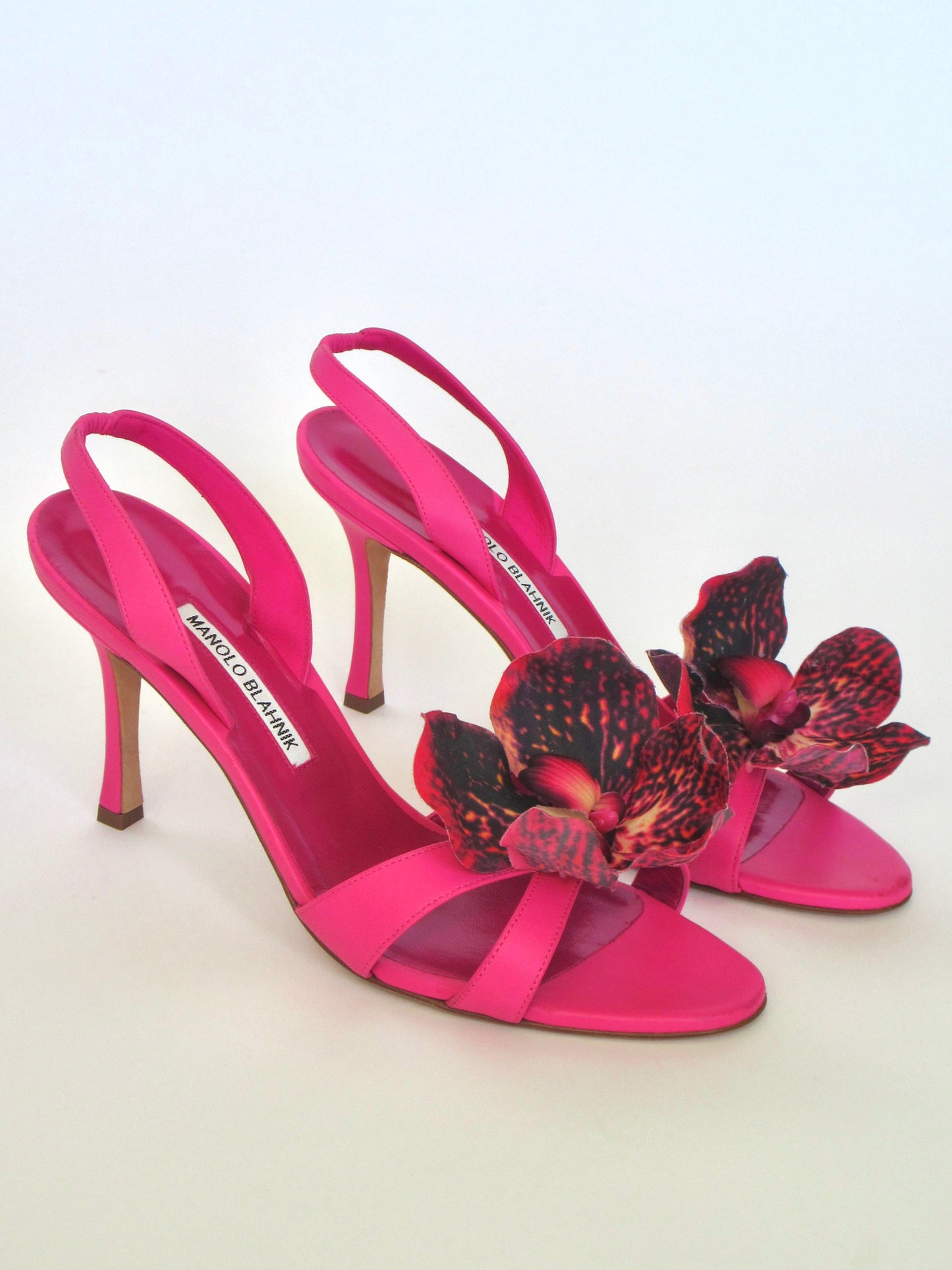 Reworked Upcycled Manolo Blahnik Pink Magenta Orchid Heels