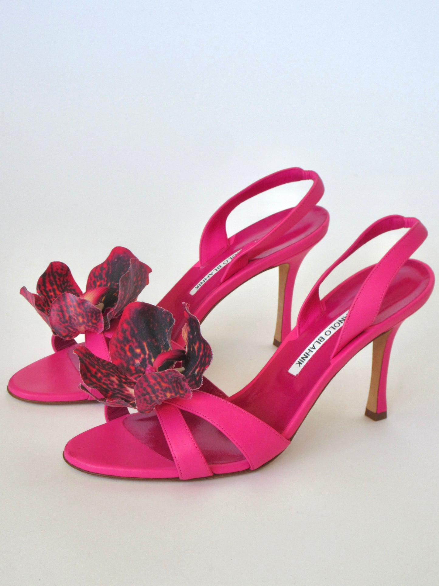Reworked Upcycled Manolo Blahnik Pink Magenta Orchid Heels