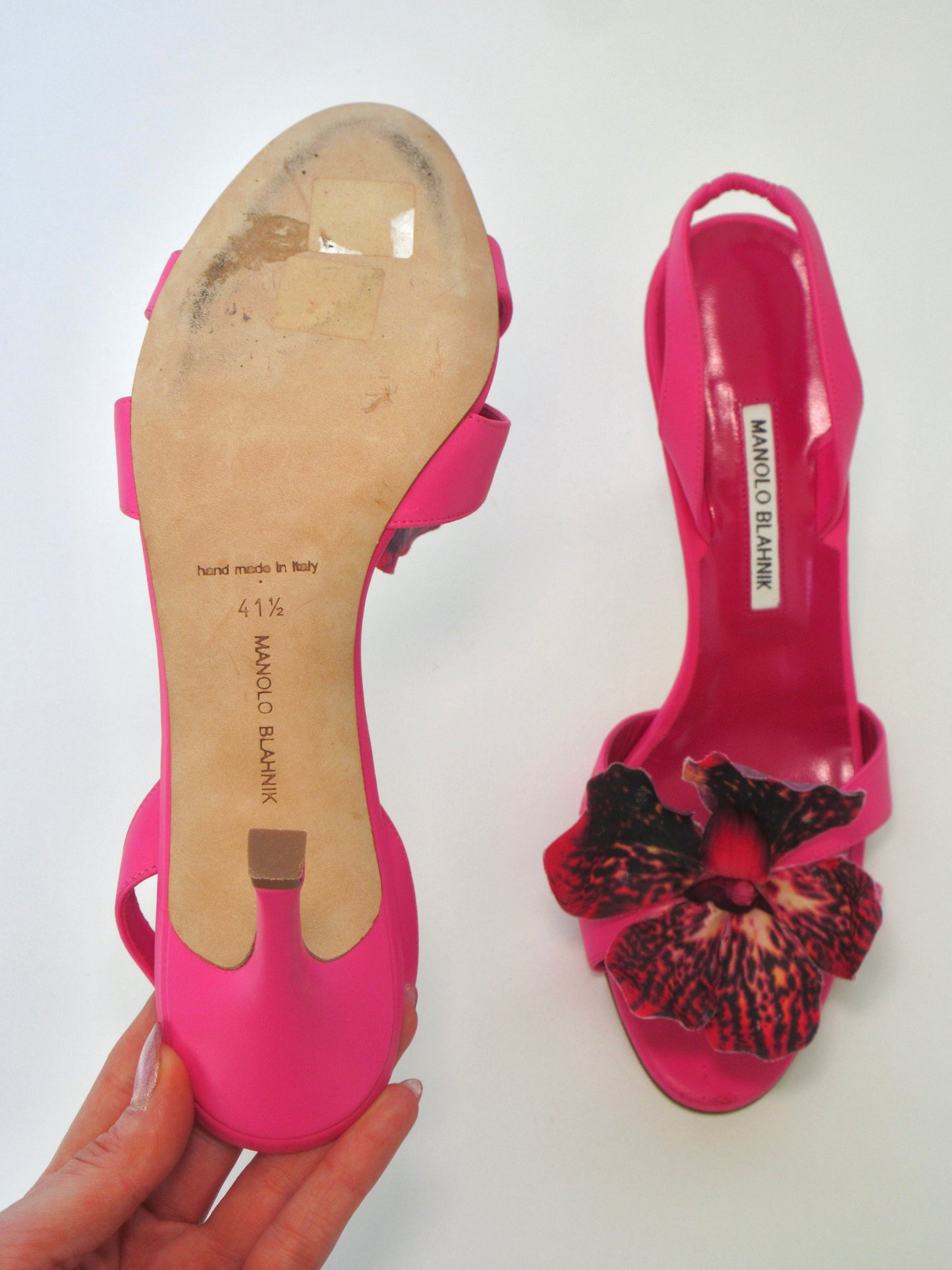 Reworked Upcycled Manolo Blahnik Pink Magenta Orchid Heels