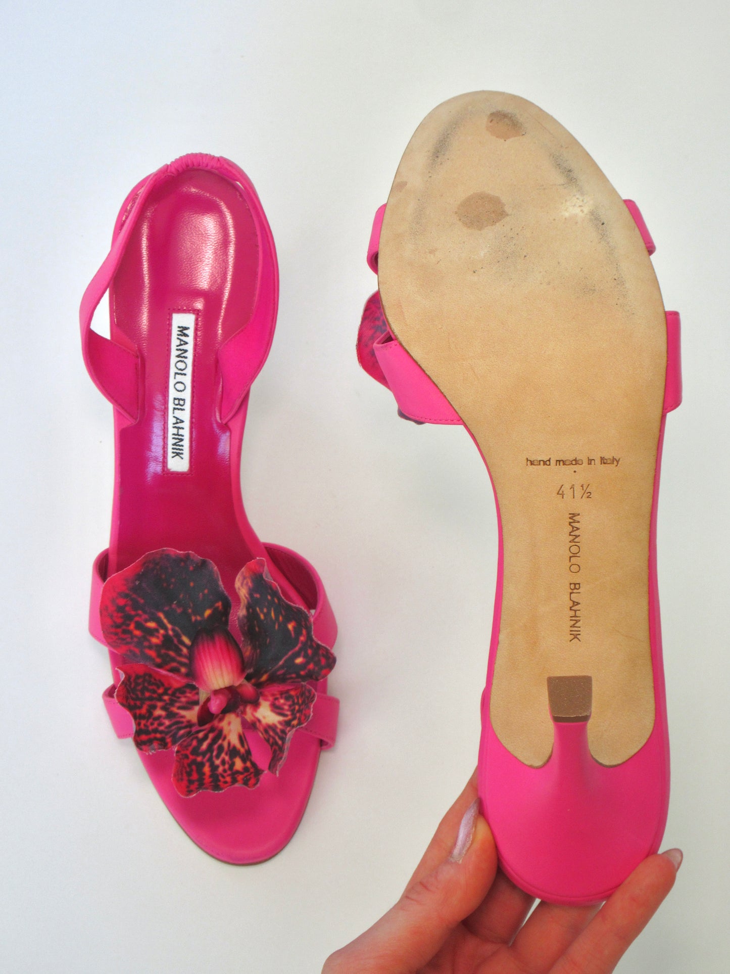 Reworked Upcycled Manolo Blahnik Pink Magenta Orchid Heels