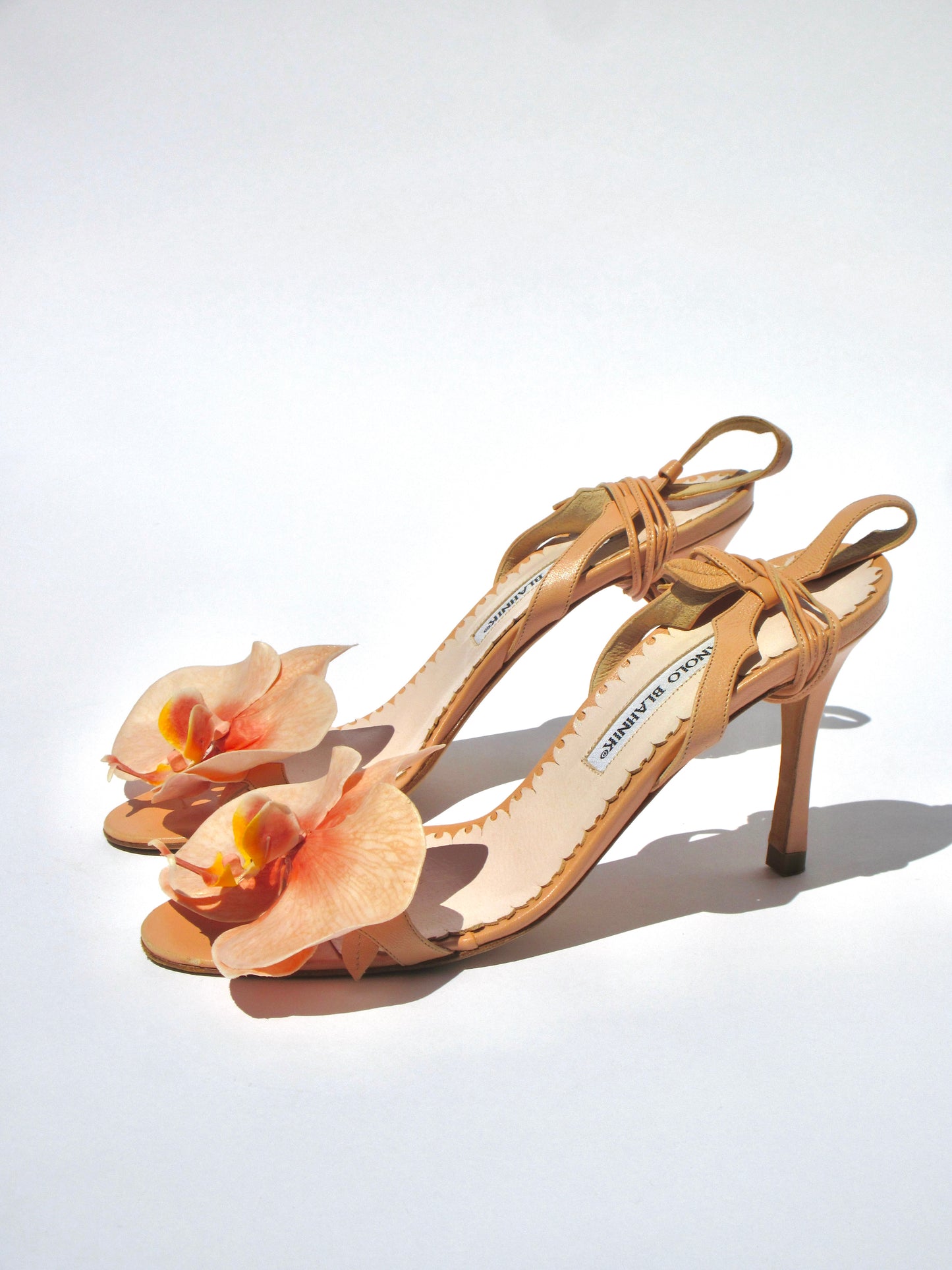 Reworked Upcycled Manolo Blahnik Light Pink/Peach Orchid Heels