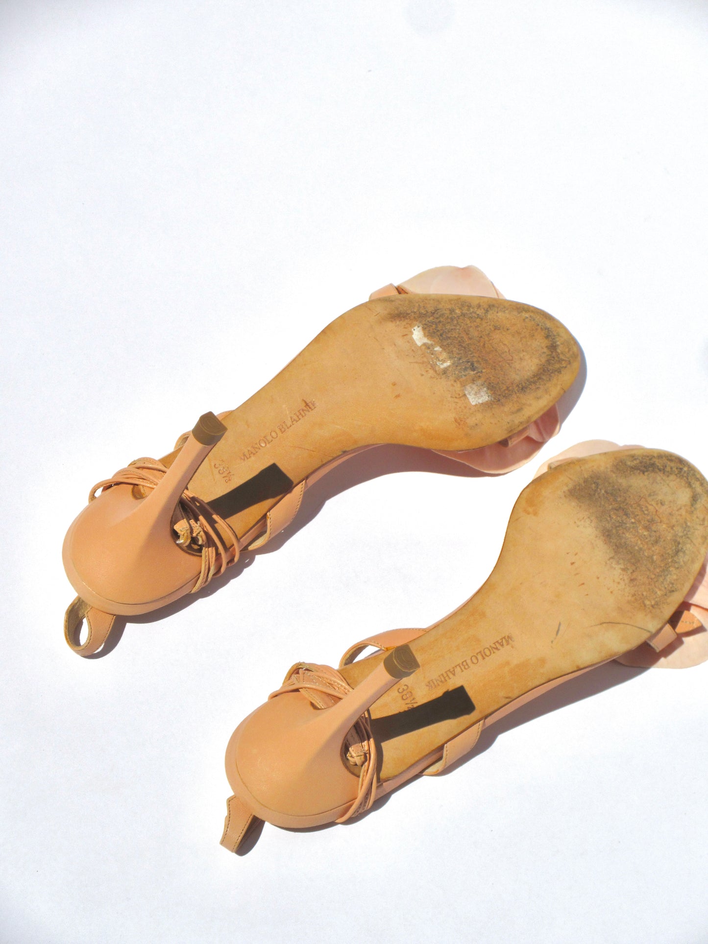 Reworked Upcycled Manolo Blahnik Light Pink/Peach Orchid Heels