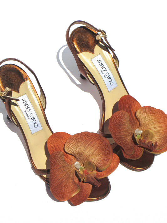Reworked Upcycled Jimmy Choo Bronzed Orchid Heels